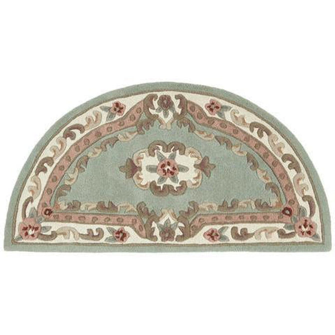 Shensi Traditional Floral Aubusson Medallion Border French-Style Hand-Carved Hi-Low Textured Soft Durable Wool Green Rug-Origins-Rug Love - The Most Loved Rug Store