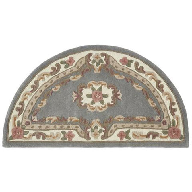 Shensi Traditional Floral Aubusson Medallion Border French-Style Hand-Carved Hi-Low Textured Soft Durable Wool Grey Rug-Origins-Rug Love - The Most Loved Rug Store