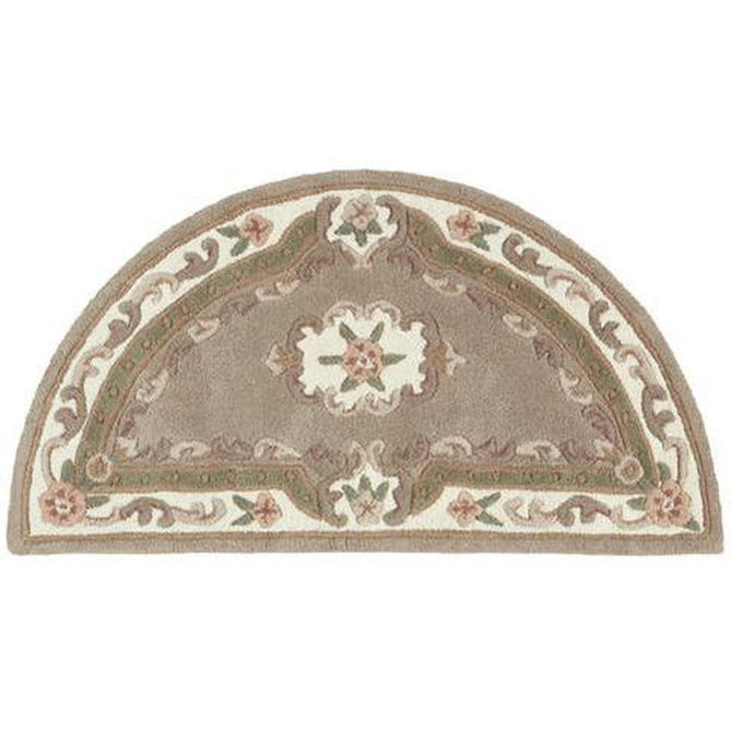 Shensi Traditional Floral Aubusson Medallion Border Oriental Chinese Style Hand-Carved Hi-Low Textured Wool Beige/Brown Rug-Origins-Rug Love - The Most Loved Rug Store