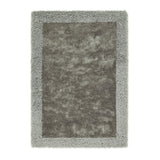 Shimmer Sparkle Soft Plain Silky Fine Yarn Polyester Shaggy Border Silver Rug