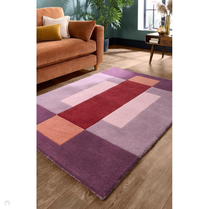 Sienna Block Modern Geometric Block Stripe Hand-Woven Wool Purple/Rust/Red/Terracotta Rug-Origins-Rug Love - The Most Loved Rug Store