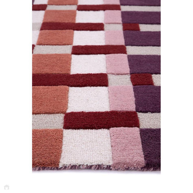 Sienna Weave Modern Geometric Interlocking Mosaic Squares Hand-Woven Wool Purple/Ivory/Rust/Red/Terracotta Multi Rug-Origins-Rug Love - The Most Loved Rug Store