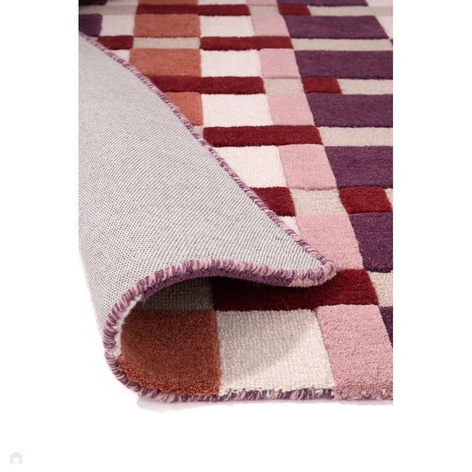 Sienna Weave Modern Geometric Interlocking Mosaic Squares Hand-Woven Wool Purple/Ivory/Rust/Red/Terracotta Multi Rug-Origins-Rug Love - The Most Loved Rug Store