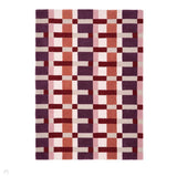 Sienna Weave Modern Geometric Interlocking Mosaic Squares Hand-Woven Wool Purple/Ivory/Rust/Red/Terracotta Multi Rug
