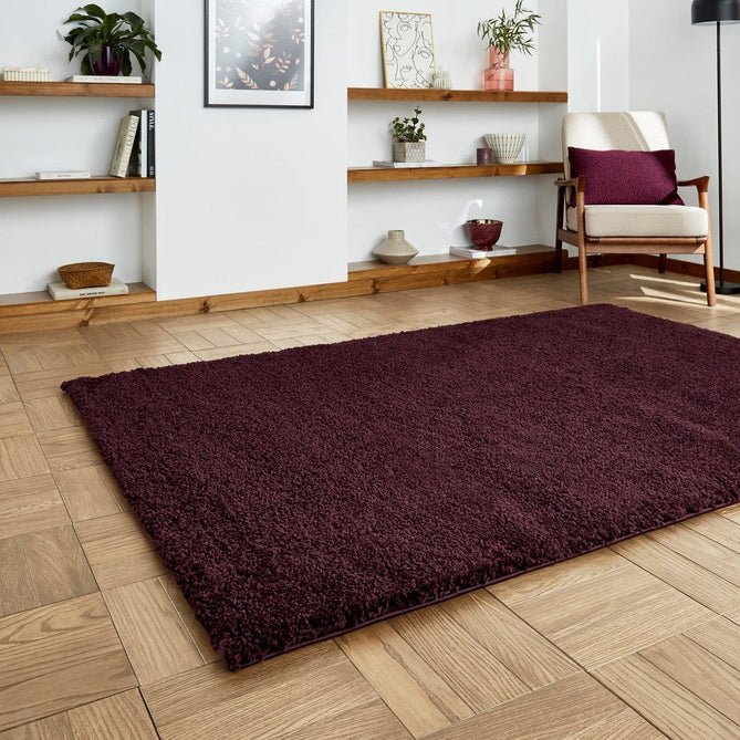 Sierra 9000 Plush Soft High-Density Stain-Resistant Plain Textured Polypropylene Shaggy Aubergine Purple Rug-Think Rugs-Rug Love - The Most Loved Rug Store