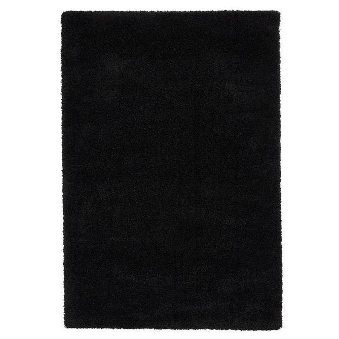 Sierra 9000 Plush Soft High-Density Stain-Resistant Plain Textured Polypropylene Shaggy Black Rug-Think Rugs-Rug Love - The Most Loved Rug Store