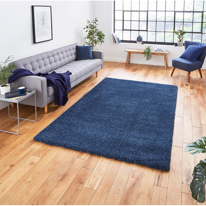 Sierra 9000 Plush Soft High-Density Stain-Resistant Plain Textured Polypropylene Shaggy Dark Blue Rug-Think Rugs-Rug Love - The Most Loved Rug Store