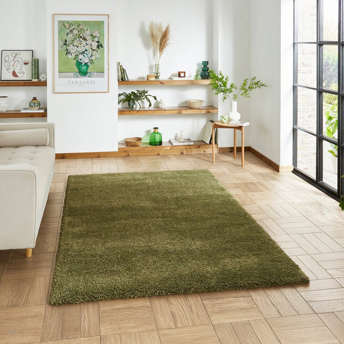 Sierra 9000 Plush Soft High-Density Stain-Resistant Plain Textured Polypropylene Shaggy Olive Rug-Think Rugs-Rug Love - The Most Loved Rug Store