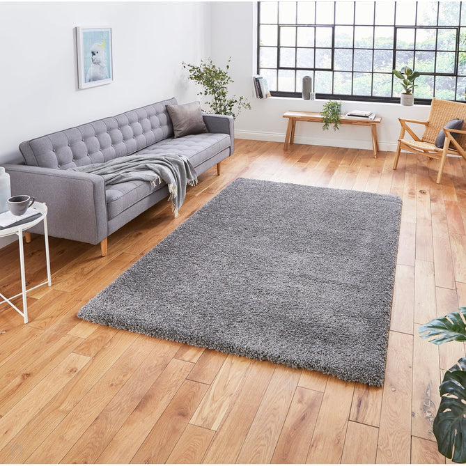 Sierra 9000 Plush Soft High-Density Stain-Resistant Plain Textured Polypropylene Shaggy Pebble Grey Rug-Think Rugs-Rug Love - The Most Loved Rug Store