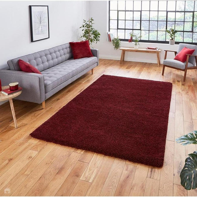 Sierra 9000 Plush Soft High-Density Stain-Resistant Plain Textured Polypropylene Shaggy Ruby Rug-Think Rugs-Rug Love - The Most Loved Rug Store