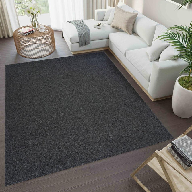 Simple Plain SIM00 Dark Grey Flatweave Rug