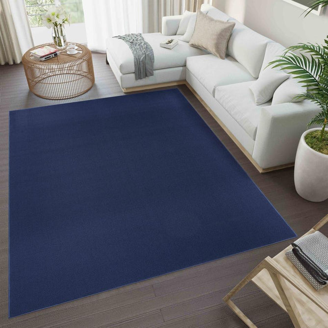Simple Plain SIM00 Navy Flatweave Rug