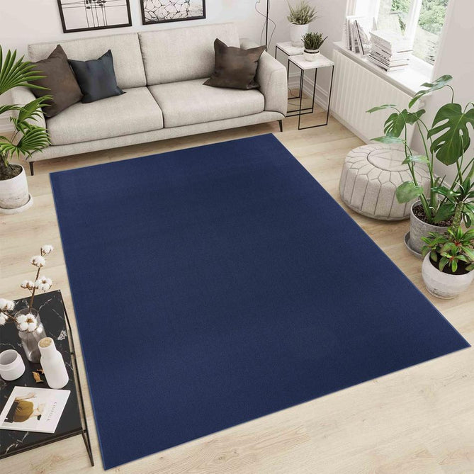 Simple Plain SIM00 Navy Flatweave Rug