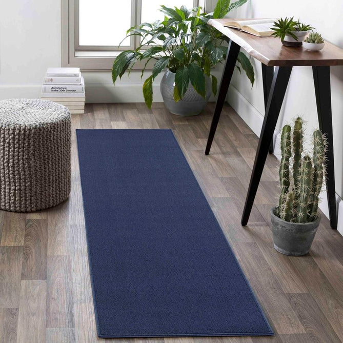 Simple Plain SIM00 Navy Flatweave Rug