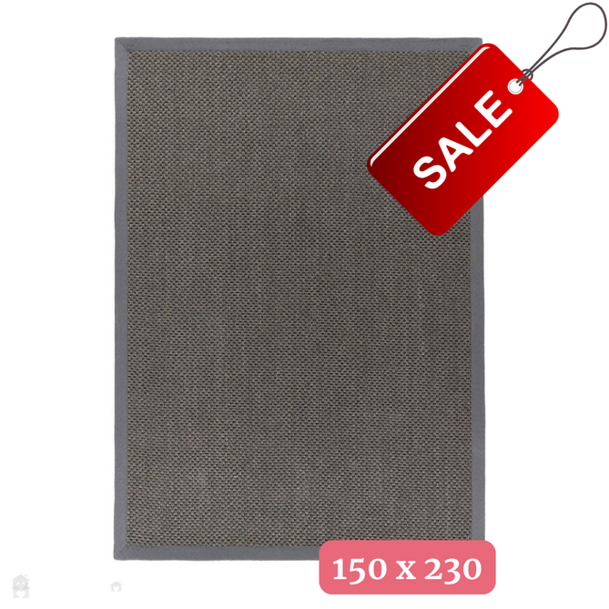 Sisal Border Plain Hand-Woven Textured Natural Fibre Flatweave Dark Grey/Grey Border Rug 200x290cm-Shop Returns-Rug Love - The Most Loved Rug Store