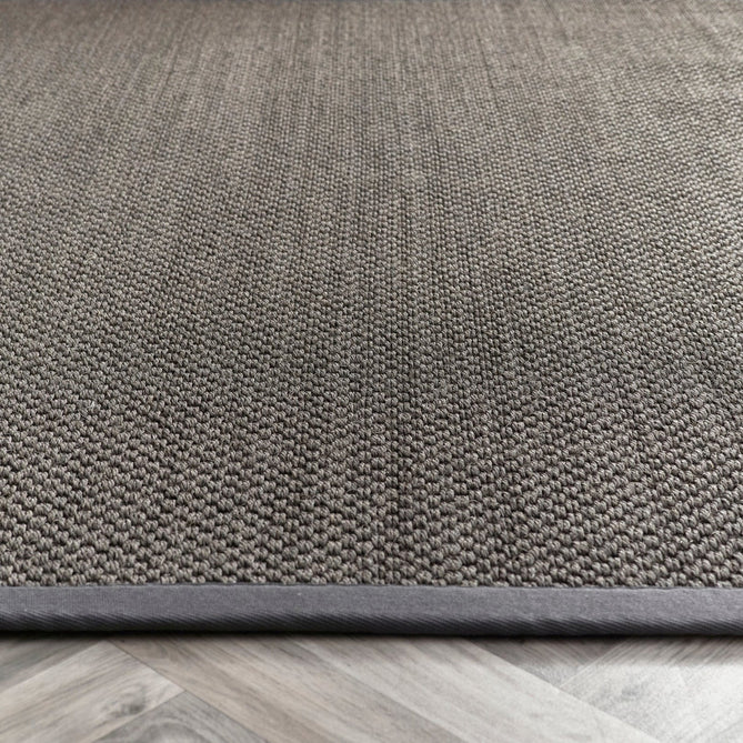 Sisal Border Plain Hand-Woven Textured Natural Fibre Flatweave Dark Grey/Grey Border Rug-Origins-Rug Love - The Most Loved Rug Store