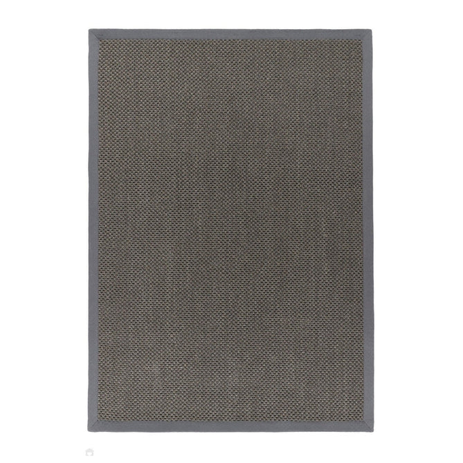 Sisal Border Plain Hand-Woven Textured Natural Fibre Flatweave Dark Grey/Grey Border Rug-Origins-Rug Love - The Most Loved Rug Store