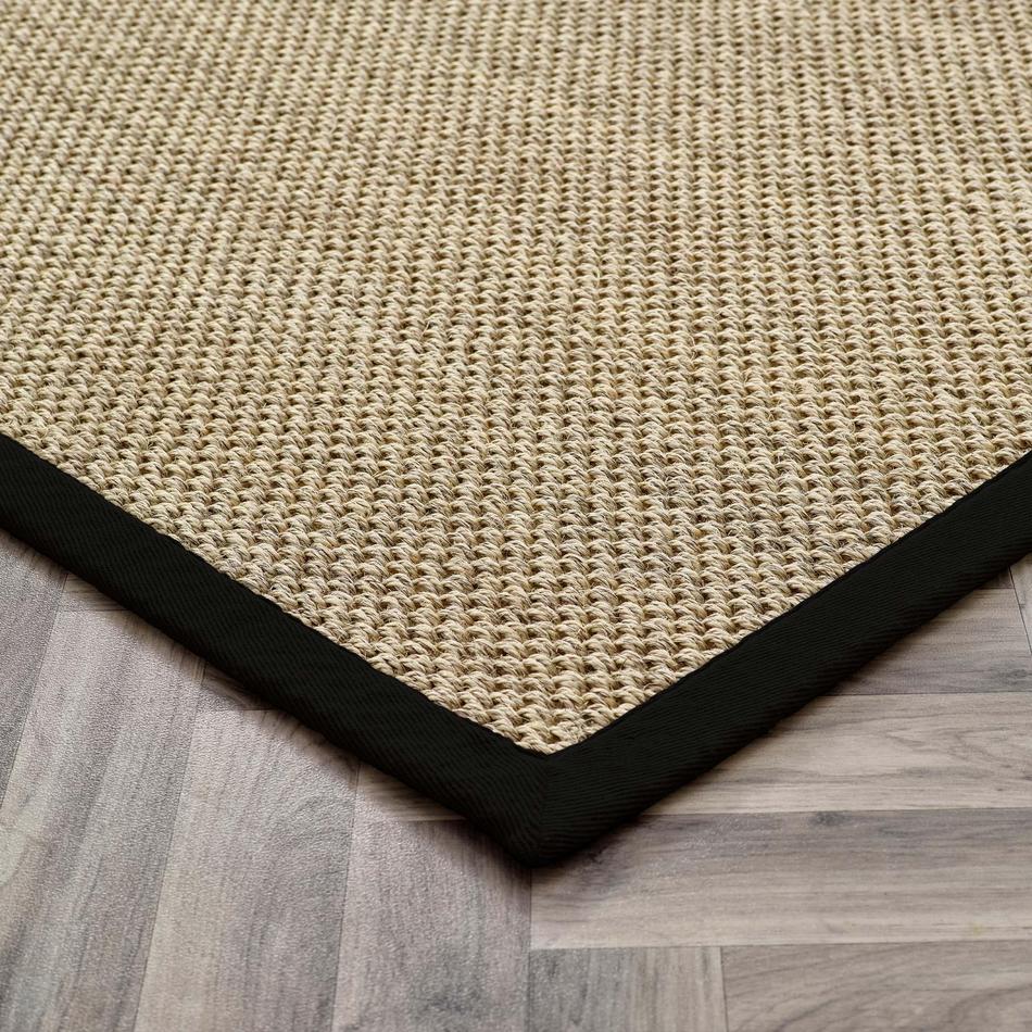 Sisal Border Plain Hand-Woven Textured Natural Fibre Flatweave Light B