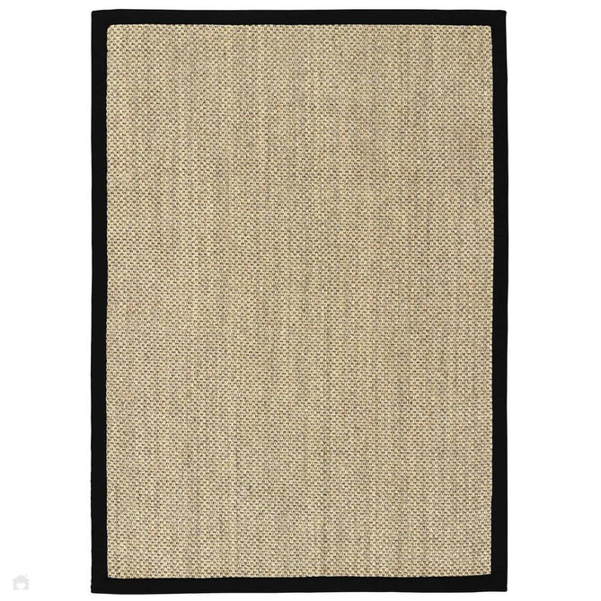 Sisal Border Plain Hand-Woven Textured Natural Fibre Flatweave Light Beige with Black Border Rug-Origins-Rug Love - The Most Loved Rug Store