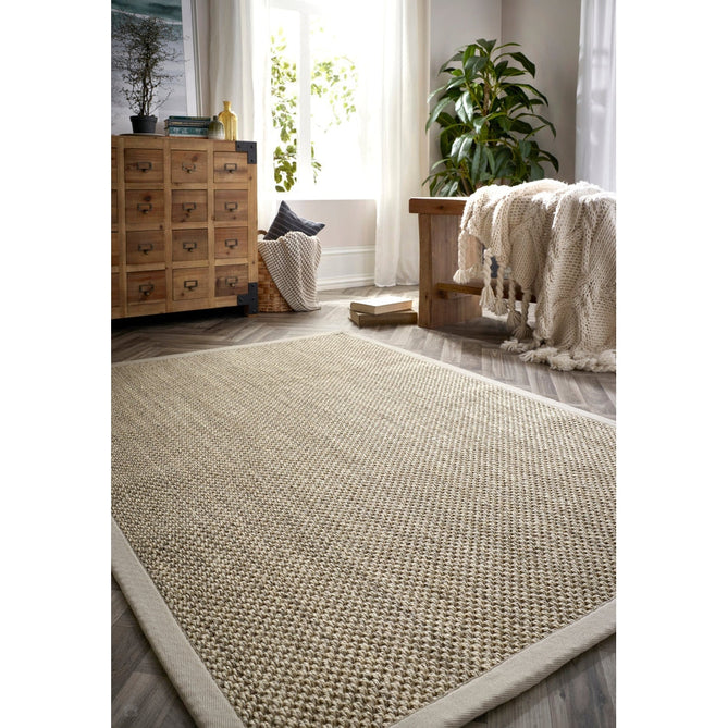 Sisal Border Plain Hand-Woven Textured Natural Fibre Flatweave Light Beige/Sand Border Rug-Origins-Rug Love - The Most Loved Rug Store