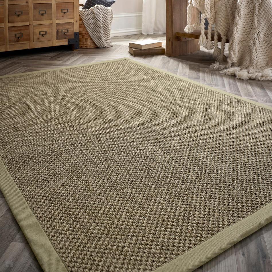 On Sale Sisal Border Plain Hand-Woven Textured Natural Fibre Flatweave ...