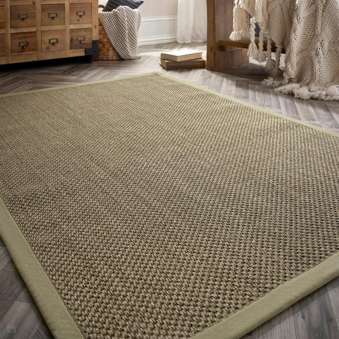 Sisal Border Plain Hand-Woven Textured Natural Fibre Flatweave Sage Green/Sage Border Rug-Origins-Rug Love - The Most Loved Rug Store