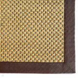 Sisal Border Plain Hand-Woven Textured Natural Fibre Flatweave Warm Natural/Dark Brown Border Runner