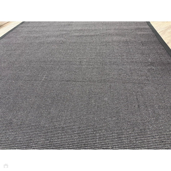 Sisal Cotton Border Plain Natural Fibre Ribbed Textured Flatweave Black/Black Rug-Asiatic Carpets-Rug Love - The Most Loved Rug Store