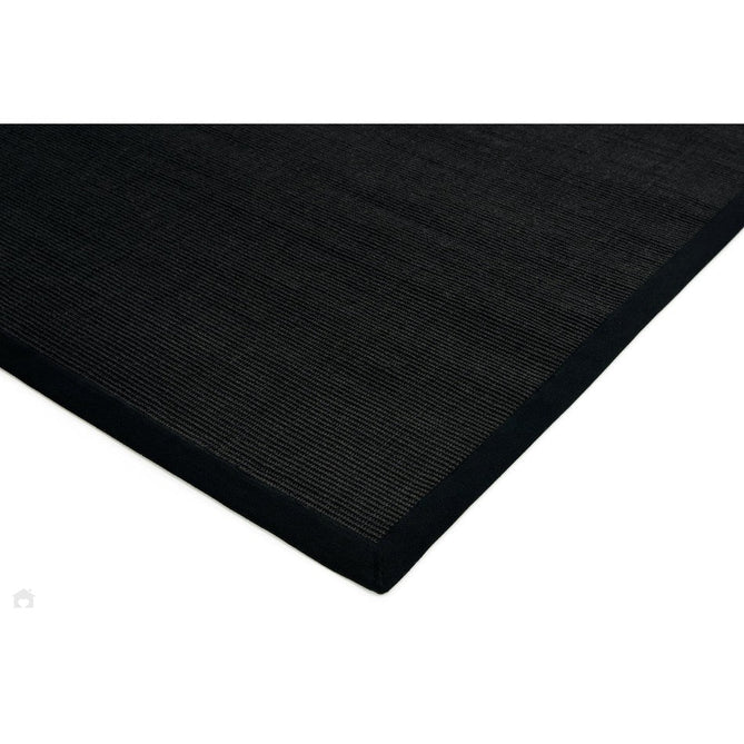 Sisal Cotton Border Plain Natural Fibre Ribbed Textured Flatweave Black/Black Rug-Asiatic Carpets-Rug Love - The Most Loved Rug Store
