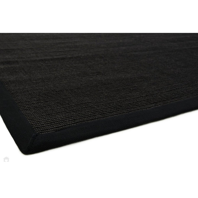 Sisal Cotton Border Plain Natural Fibre Ribbed Textured Flatweave Black/Black Rug-Asiatic Carpets-Rug Love - The Most Loved Rug Store