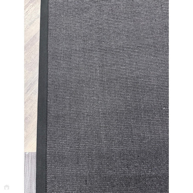 Sisal Cotton Border Plain Natural Fibre Ribbed Textured Flatweave Black/Black Rug-Asiatic Carpets-Rug Love - The Most Loved Rug Store