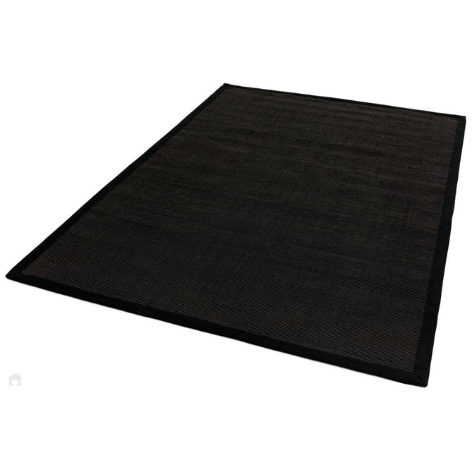 Sisal Cotton Border Plain Natural Fibre Ribbed Textured Flatweave Black/Black Rug-Asiatic Carpets-Rug Love - The Most Loved Rug Store