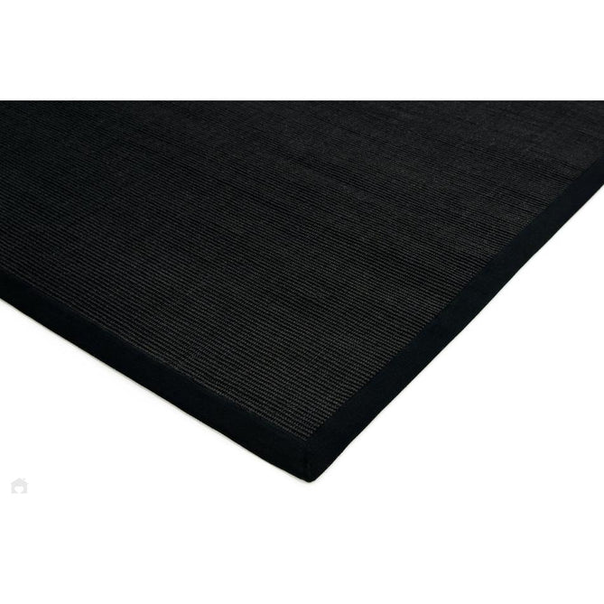 Sisal Cotton Border Plain Natural Fibre Ribbed Textured Flatweave Black/Black Rug-Asiatic Carpets-Rug Love - The Most Loved Rug Store