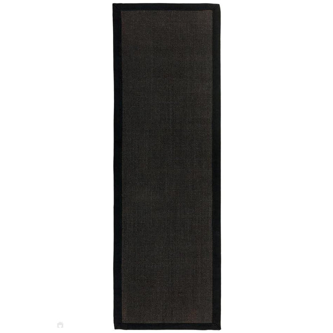 Sisal Cotton Border Plain Natural Fibre Ribbed Textured Flatweave Black/Black Rug-Asiatic Carpets-Rug Love - The Most Loved Rug Store