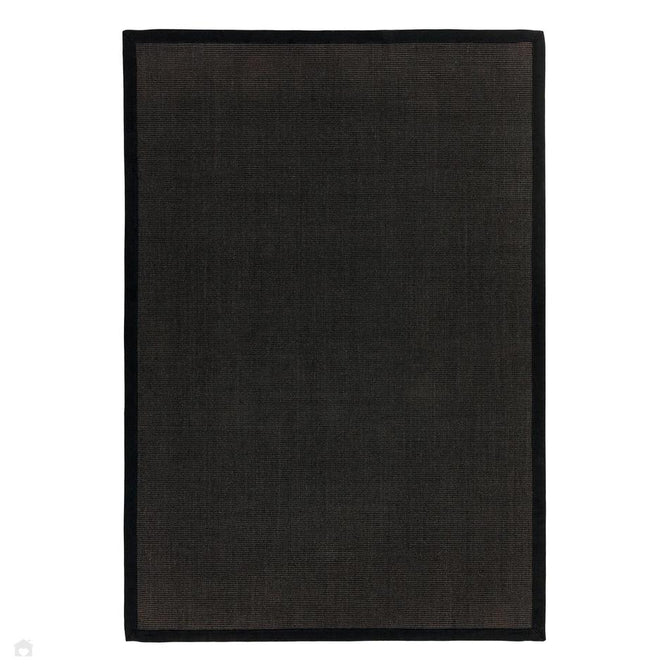 Sisal Cotton Border Plain Natural Fibre Ribbed Textured Flatweave Black/Black Rug-Asiatic Carpets-Rug Love - The Most Loved Rug Store