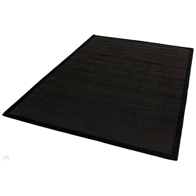 Sisal Cotton Border Plain Natural Fibre Ribbed Textured Flatweave Black/Black Rug-Asiatic Carpets-Rug Love - The Most Loved Rug Store