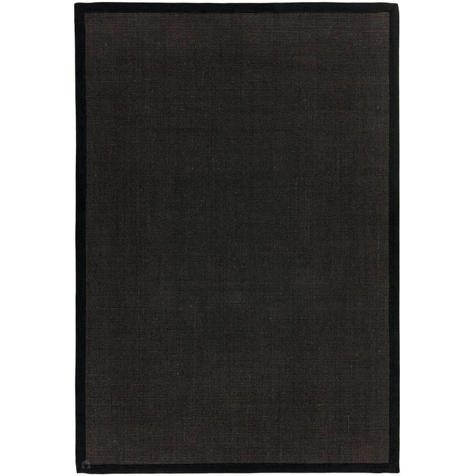 Sisal Cotton Border Plain Natural Fibre Ribbed Textured Flatweave Black/Black Rug-Asiatic Carpets-Rug Love - The Most Loved Rug Store