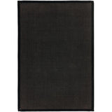 Sisal Cotton Border Plain Natural Fibre Ribbed Textured Flatweave Black/Black Rug