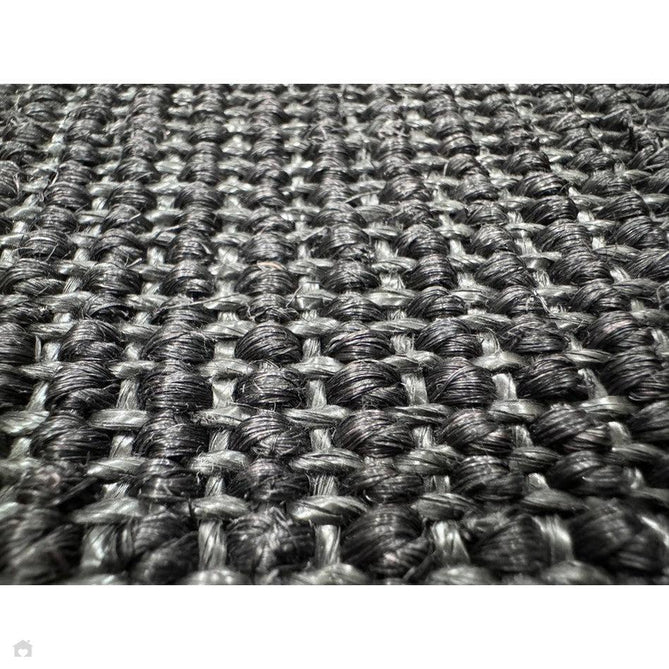 Sisal Cotton Border Plain Natural Fibre Ribbed Textured Flatweave Black/Black Runner-Asiatic Carpets-Rug Love - The Most Loved Rug Store