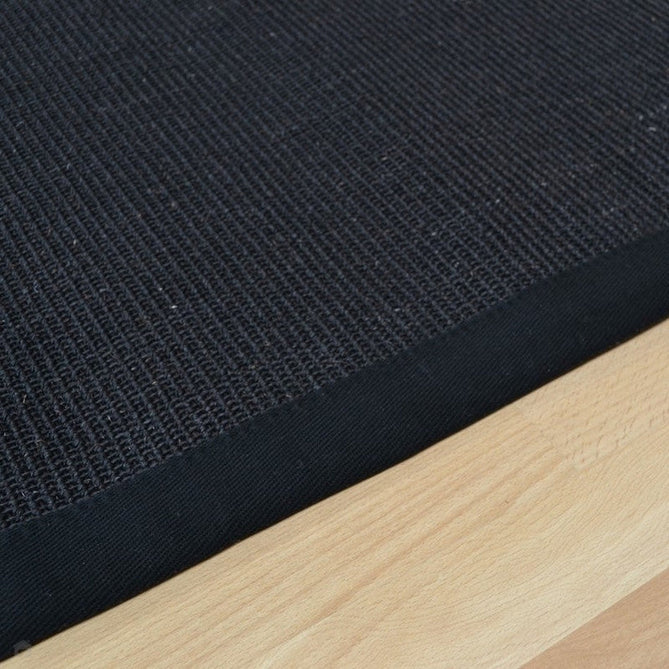 Sisal Cotton Border Plain Natural Fibre Ribbed Textured Flatweave Black/Black Runner-Asiatic Carpets-Rug Love - The Most Loved Rug Store