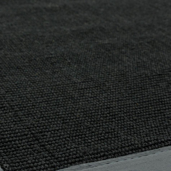Sisal Cotton Border Plain Natural Fibre Ribbed Textured Flatweave Black/Grey Rug-Asiatic Carpets-Rug Love - The Most Loved Rug Store