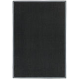 Sisal Cotton Border Plain Natural Fibre Ribbed Textured Flatweave Black/Grey Rug