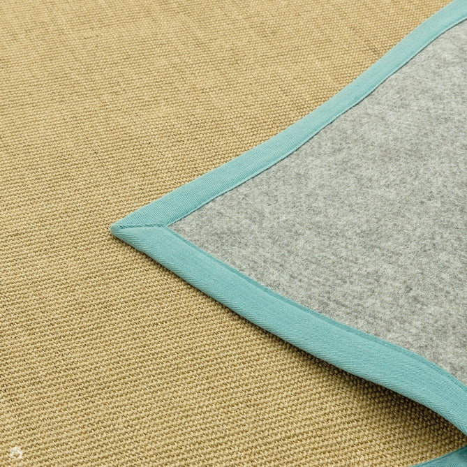 Sisal Cotton Border Plain Natural Fibre Ribbed Textured Flatweave Linen/Aqua Runner-Asiatic Carpets-Rug Love - The Most Loved Rug Store