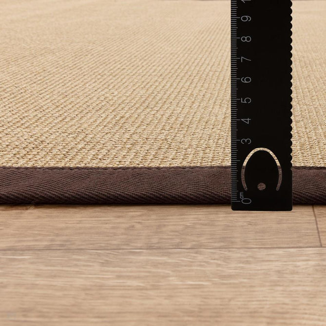 Sisal Cotton Border Plain Natural Fibre Ribbed Textured Flatweave Linen/Chocolate Rug-Asiatic Carpets-Rug Love - The Most Loved Rug Store