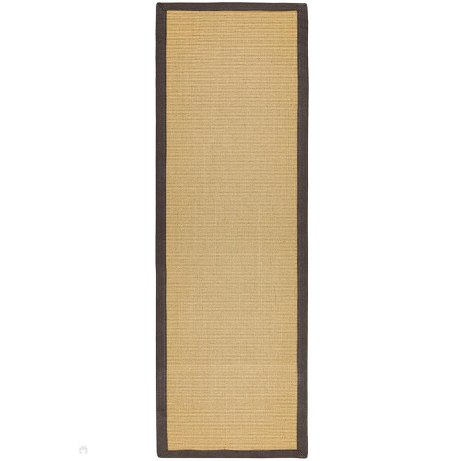 Sisal Cotton Border Plain Natural Fibre Ribbed Textured Flatweave Linen/Chocolate Rug-Asiatic Carpets-Rug Love - The Most Loved Rug Store