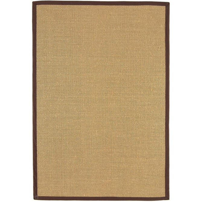 Sisal Cotton Border Plain Natural Fibre Ribbed Textured Flatweave Linen/Chocolate Rug-Asiatic Carpets-Rug Love - The Most Loved Rug Store