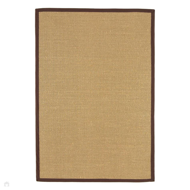 Sisal Cotton Border Plain Natural Fibre Ribbed Textured Flatweave Linen/Chocolate Runner-Asiatic Carpets-Rug Love - The Most Loved Rug Store