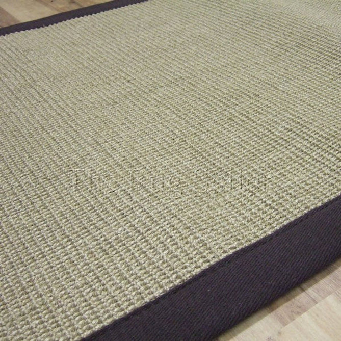 Sisal Cotton Border Plain Natural Fibre Ribbed Textured Flatweave Linen/Chocolate Runner-Asiatic Carpets-Rug Love - The Most Loved Rug Store