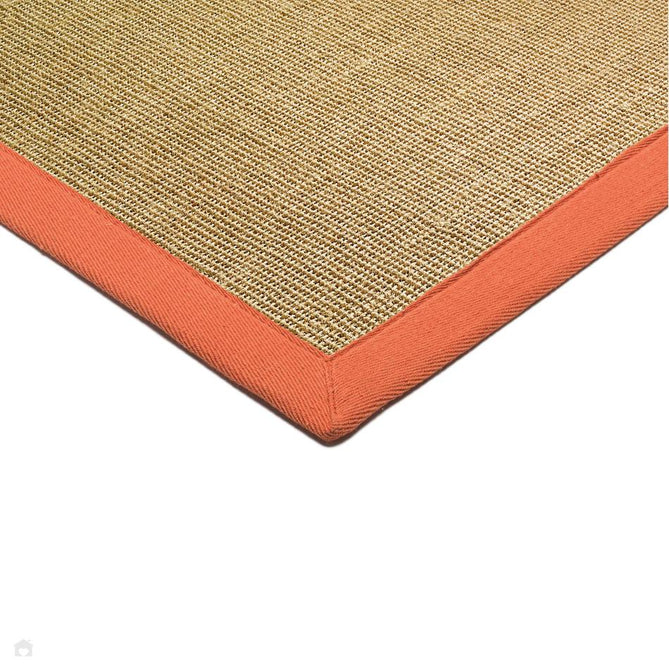 Sisal Cotton Border Plain Natural Fibre Ribbed Textured Flatweave Linen/Orange Runner-Asiatic Carpets-Rug Love - The Most Loved Rug Store