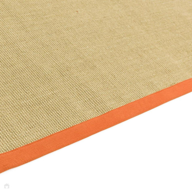 Sisal Cotton Border Plain Natural Fibre Ribbed Textured Flatweave Linen/Orange Runner-Asiatic Carpets-Rug Love - The Most Loved Rug Store